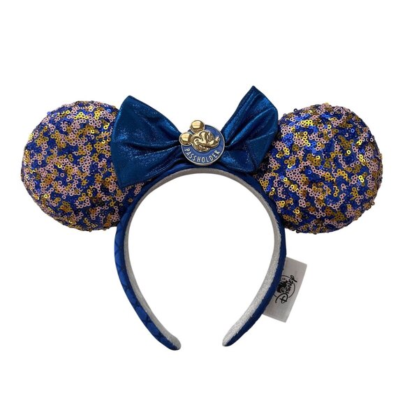 Disney Parks Passholder Exclusive Sequined Mickey Mouse Ear Headband Blue & Gold - Picture 1 of 7